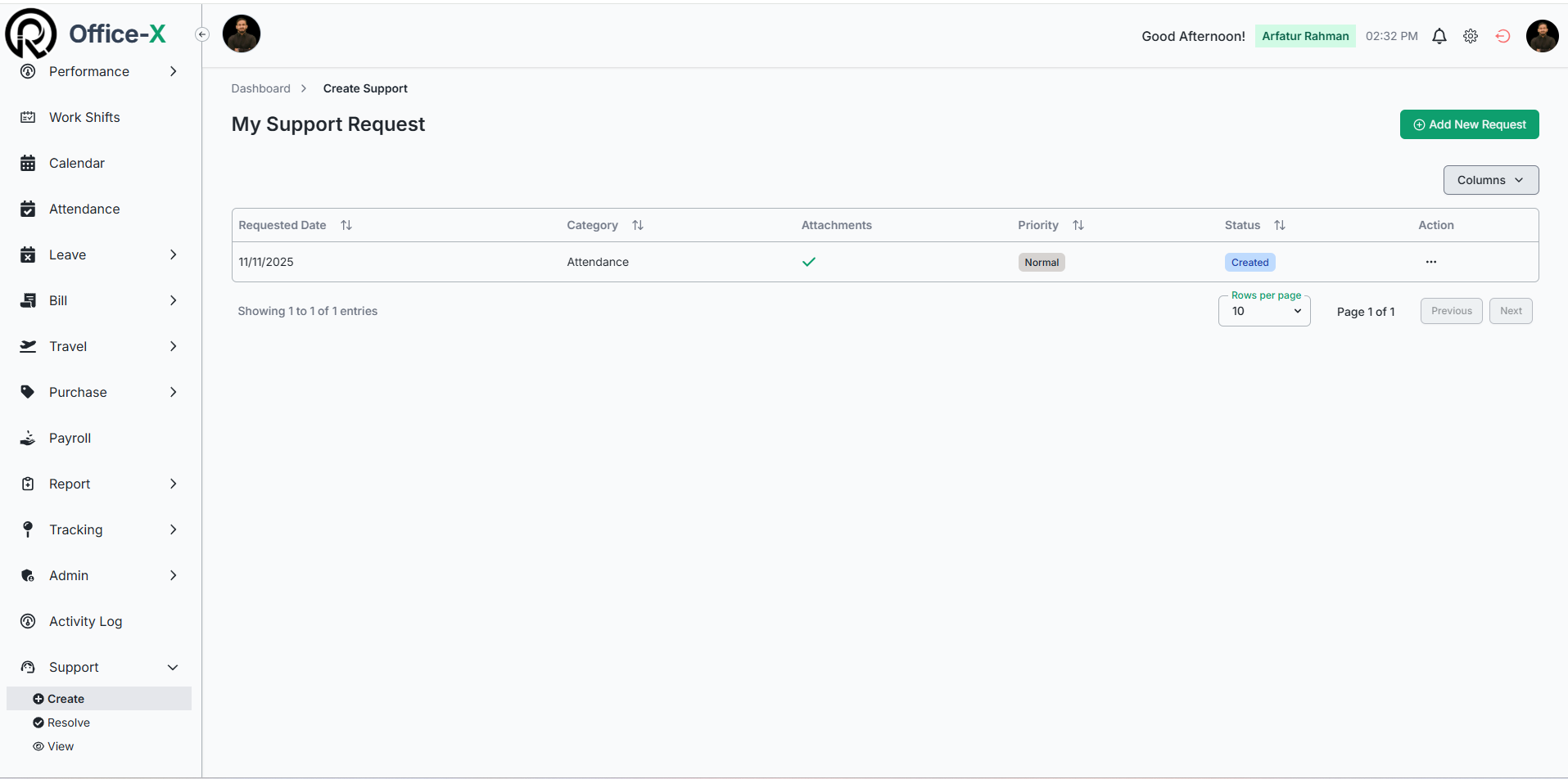 Internal Support System
